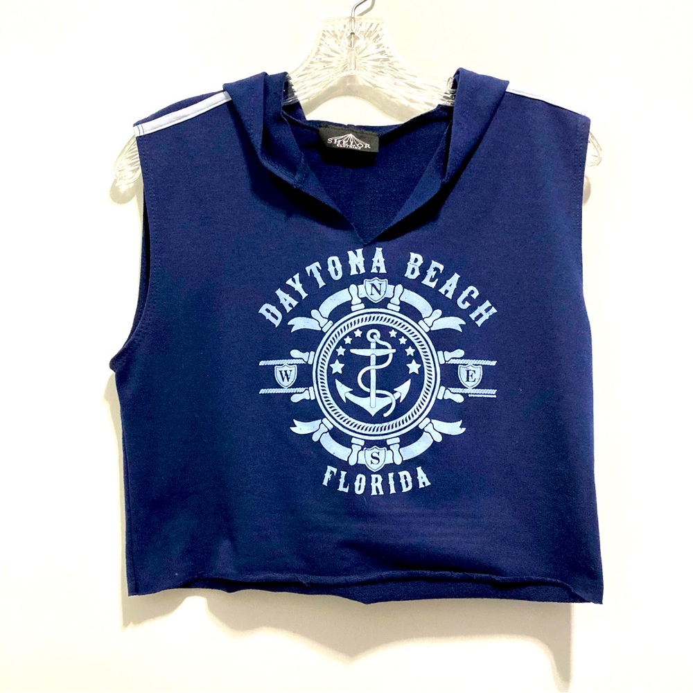 Daytona Beach Florida Sleeveless Cropped Top Hoodie